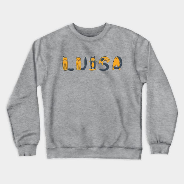 Luisa | Girl Name | Cat Lover | Cat Illustration Crewneck Sweatshirt by LisaLiza